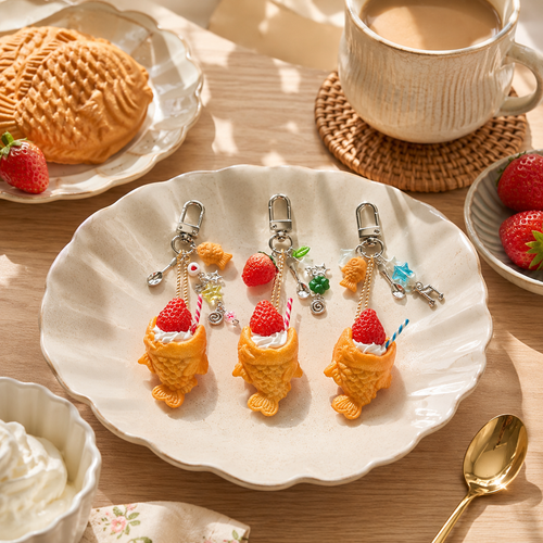 Kawaii Taiyaki Dessert Charm Keychain