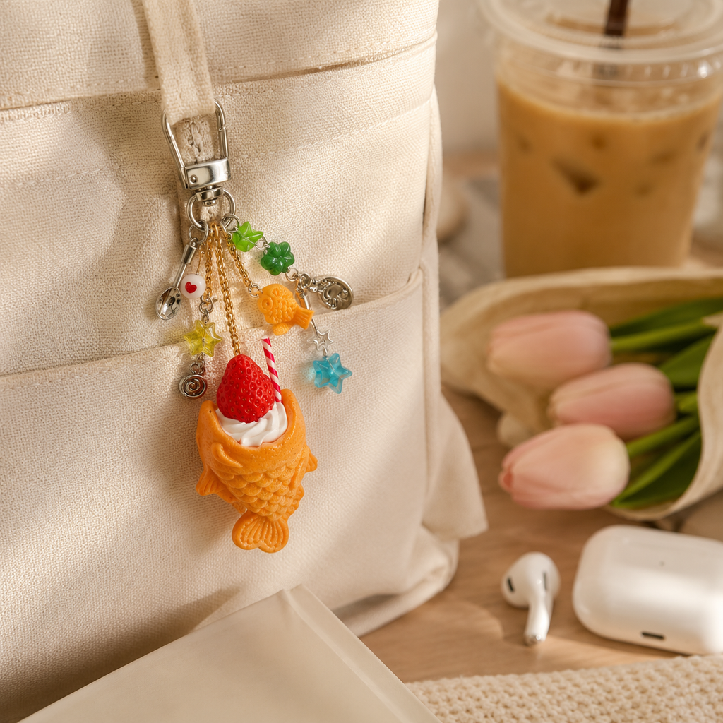 Kawaii Taiyaki Dessert Charm Keychain