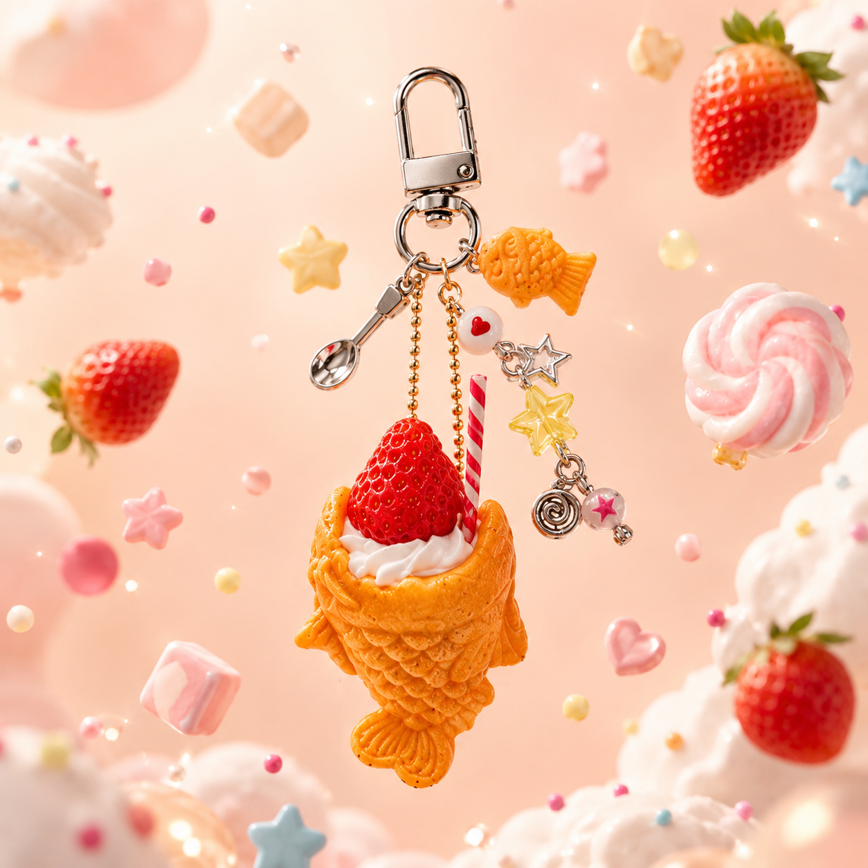 Kawaii Taiyaki Dessert Charm Keychain