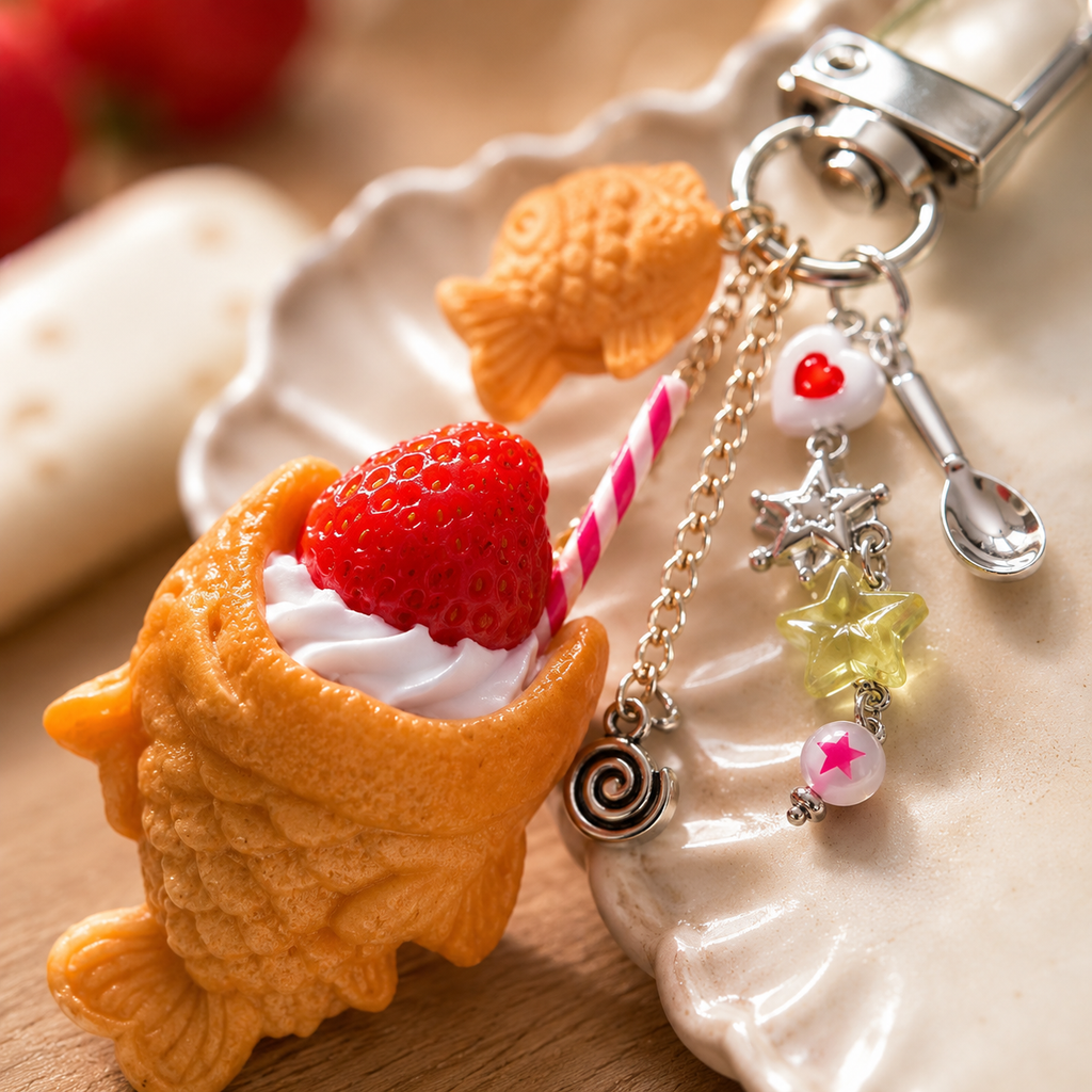 Kawaii Taiyaki Dessert Charm Keychain