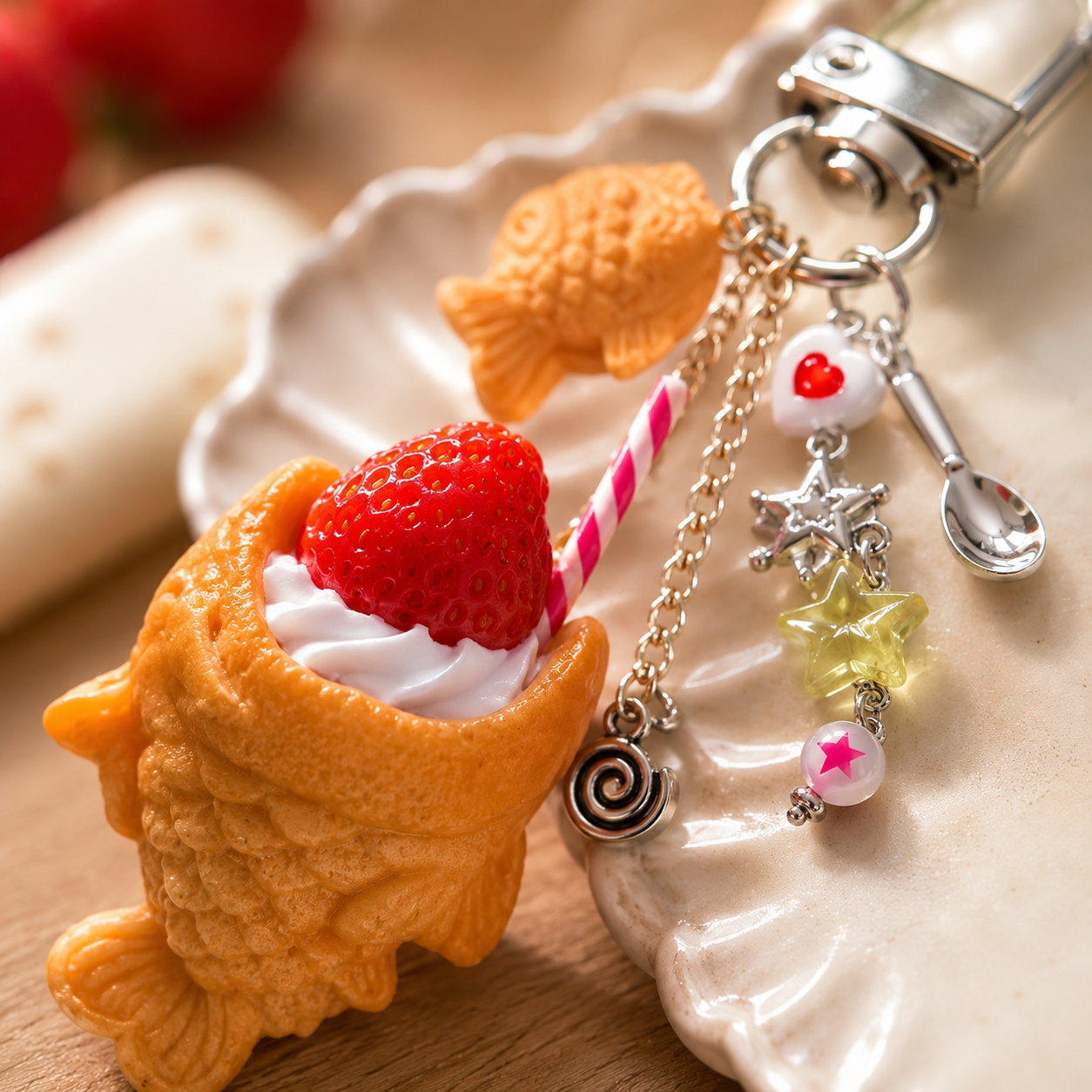 Kawaii Taiyaki Dessert Charm Keychain