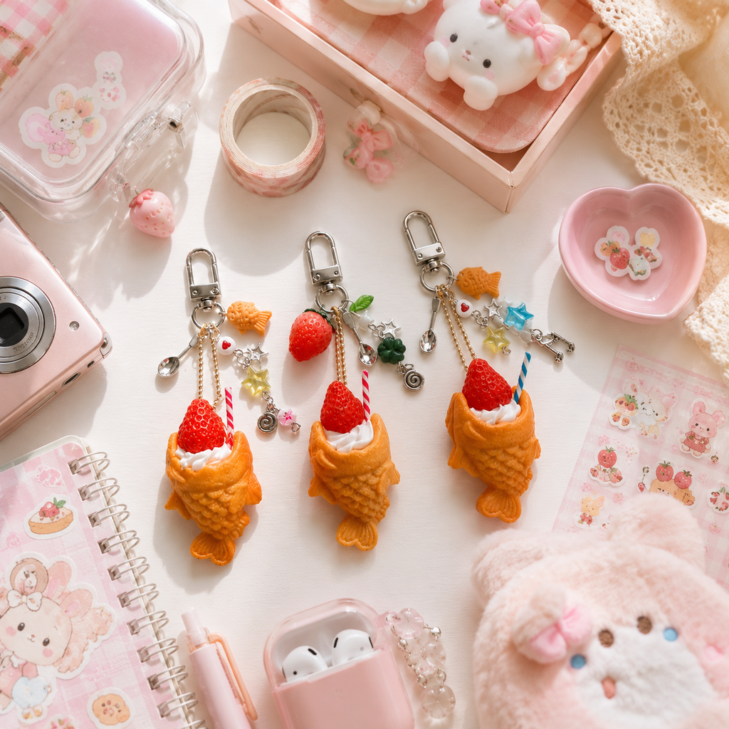 Kawaii Taiyaki Dessert Charm Keychain